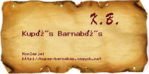 Kupás Barnabás névjegykártya